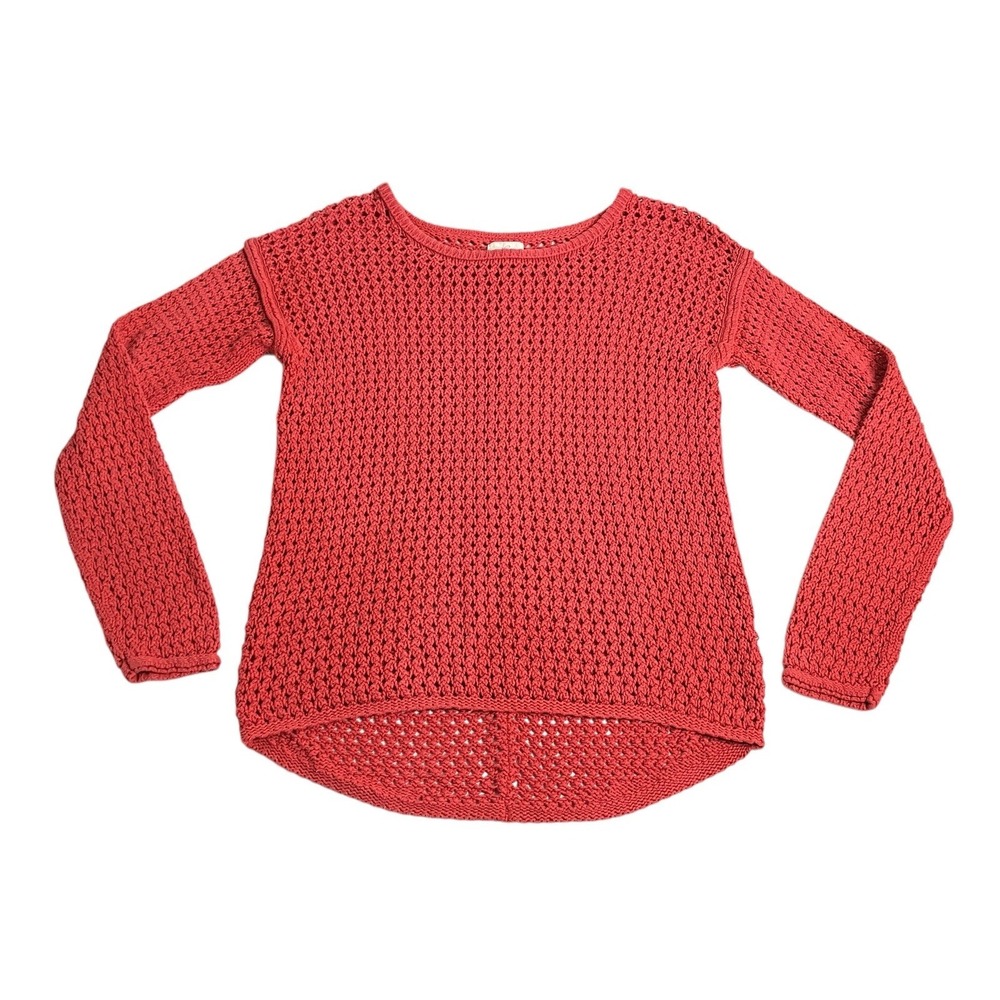 Levi's Sweater Womens Small Red Orange Crochet‎ Open Knit Oversized Slouchy Boho